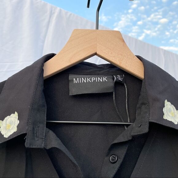 MINKPINK Y2K Revolve Oversized Chiffon Floral Button Up Blouse Top - Picture 3 of 5